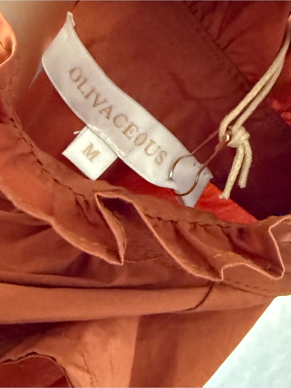 Olivaceous Tiered Ruffle Neck Mini Dress in Rust - Picture 10 of 10